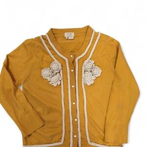 kate spade Mustard Yellow Cardigan with White Accents